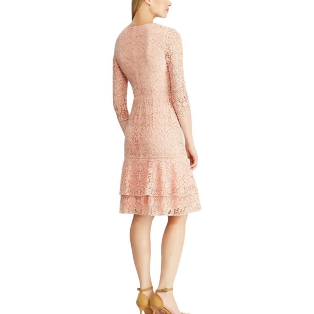 Lauren Ralph Lauren Lace Pink/Black Drop-Waist Dress Size 4 NWT - Picture 3 of 11